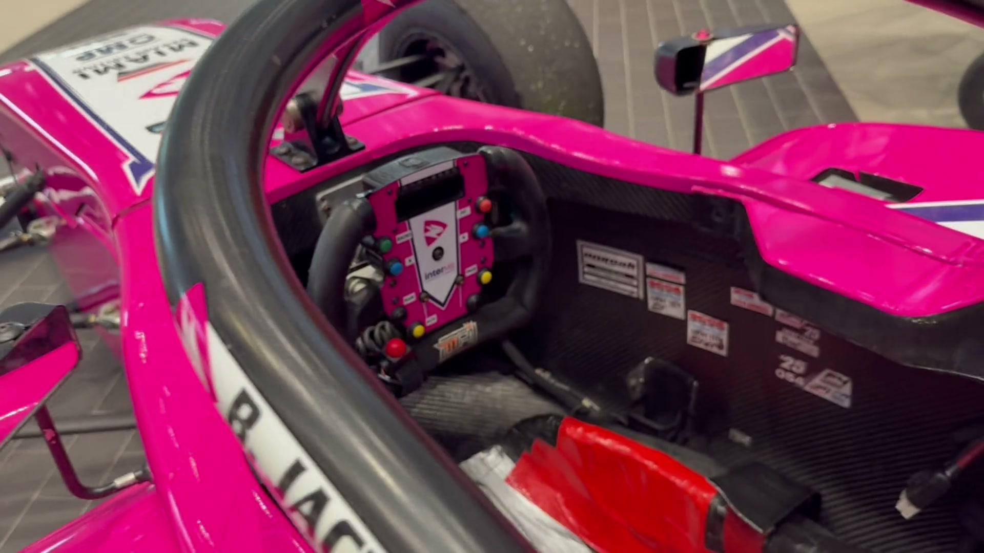 Racecar cockpit detail on display at the Porsche North Miami corporate event
